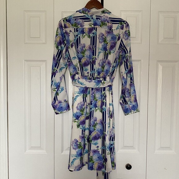 Women’s J Crew A Line Shirt Dress In Vintage Floral Stripe Size Medium - Picture 6 of 8
